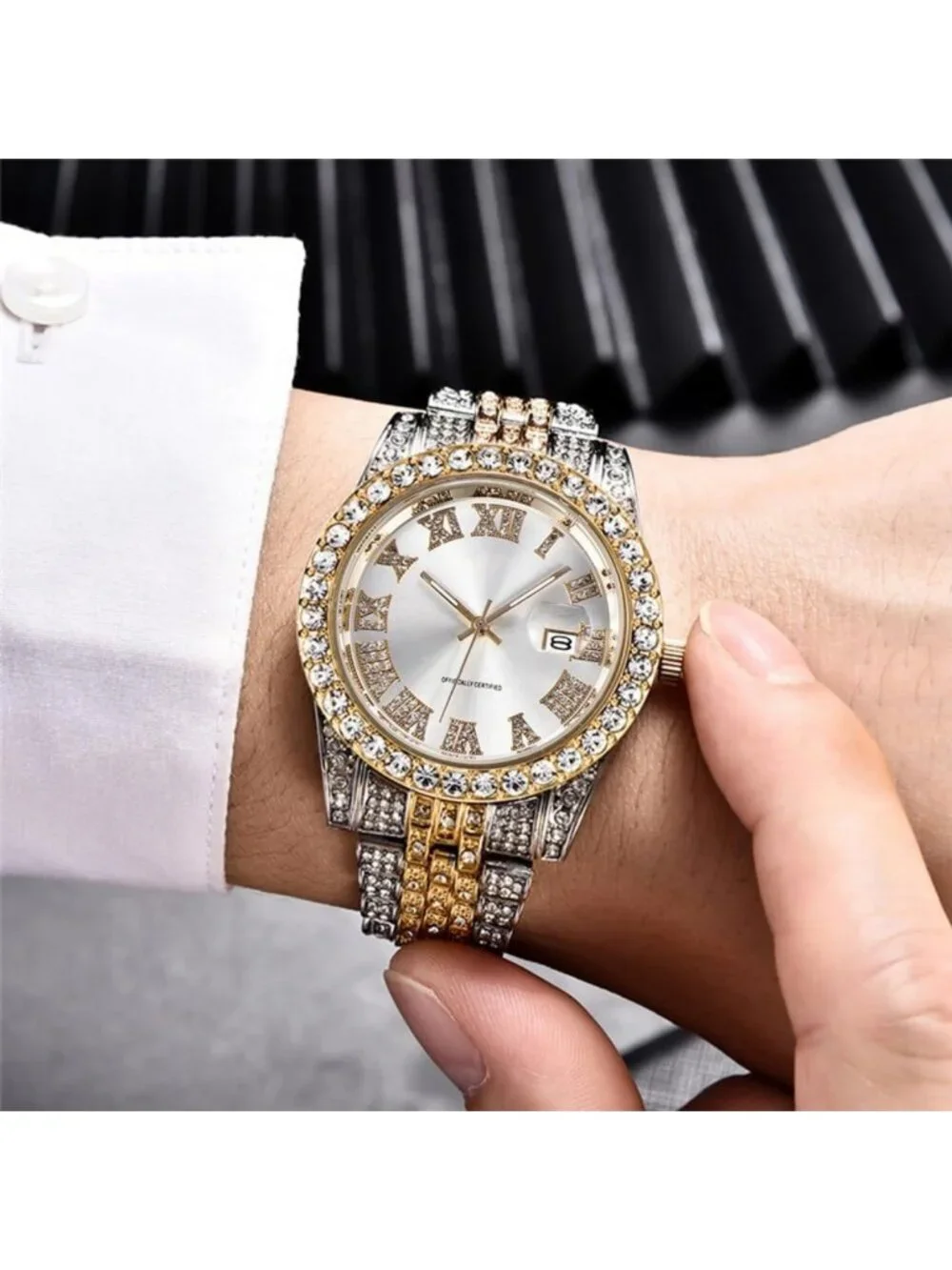 Iced-Out Bling Hip Hop Watches for Men | Luxury Quartz with Date Display